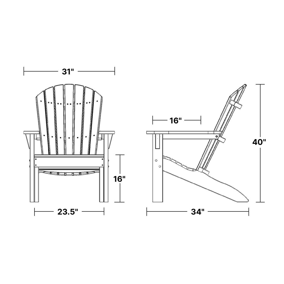 Heritage Sunset Adirondack Chair dimensions diagram