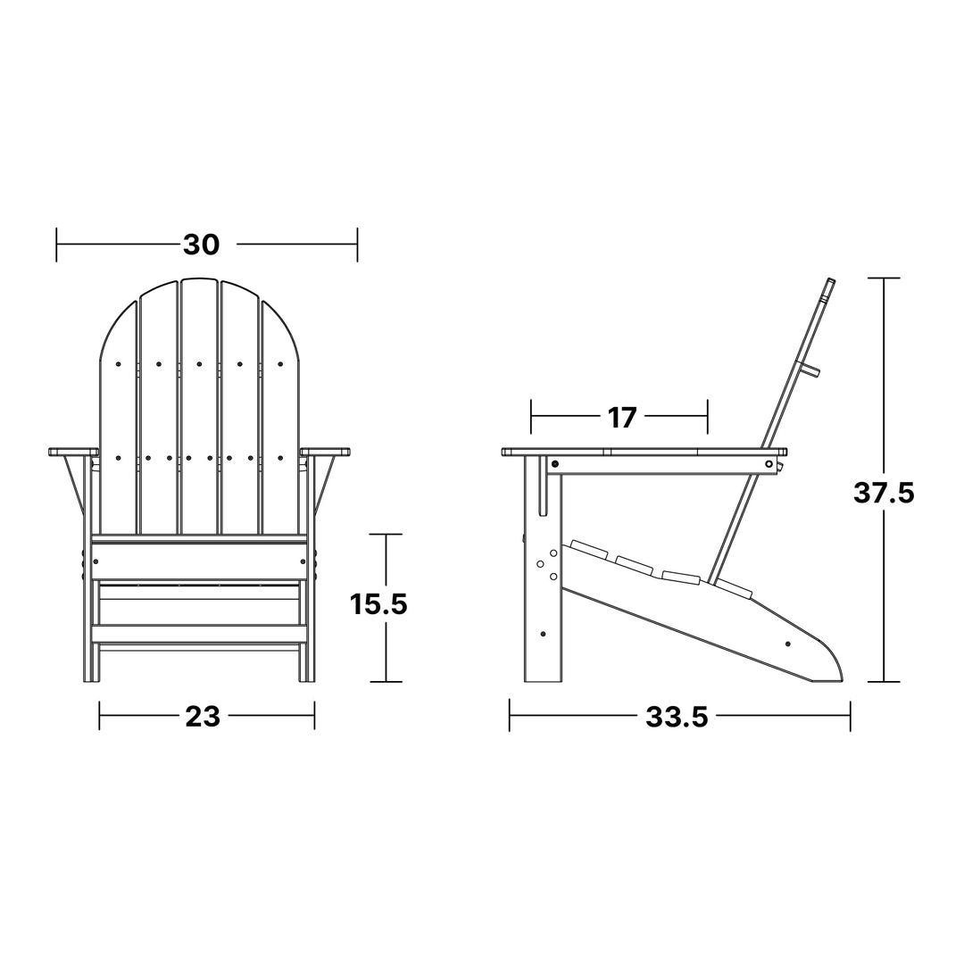 Freedom Traditional Adirondack Chair dimensions diagram