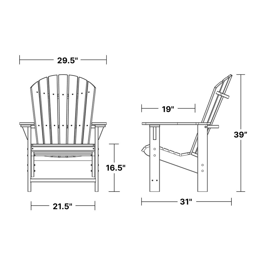 Heritage Upright Adirondack Chair dimensions diagram