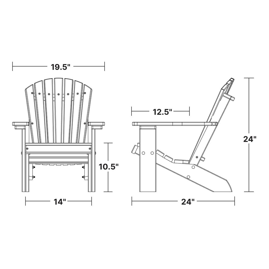 Heritage Child's Adirondack Chair dimensions diagram