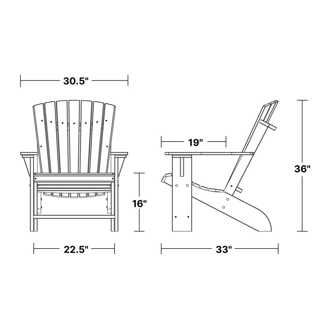 Heritage Adirondack Chair dimensions diagram