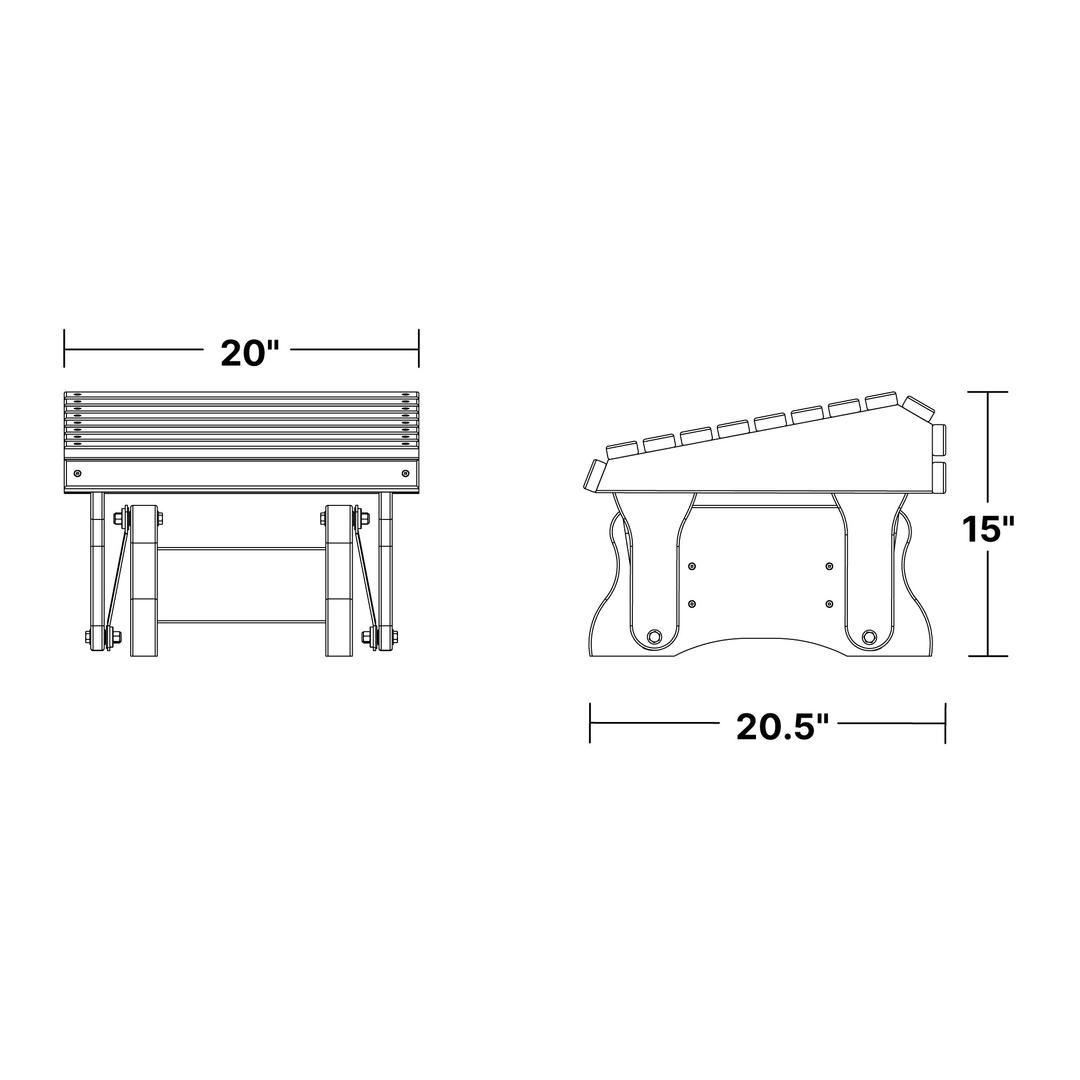 Heritage Gliding Footrest dimensions diagram