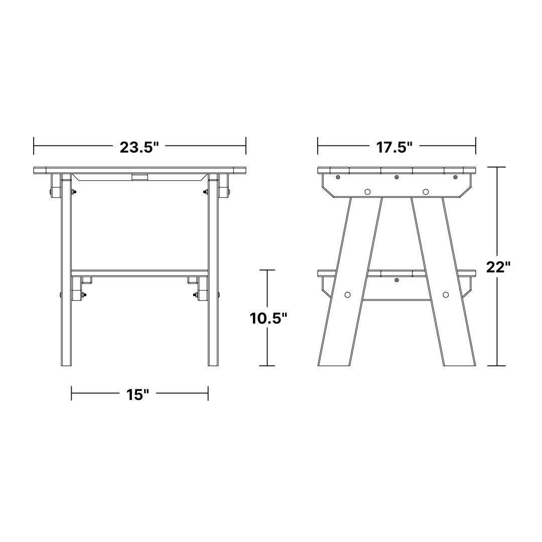 Heritage Two-Tier End Table dimensions diagram