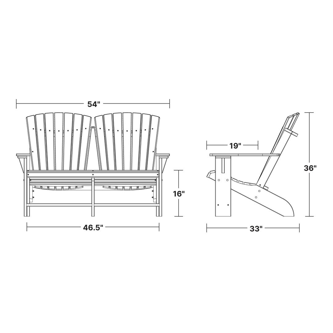 Heritage Double Adirondack dimensions diagram