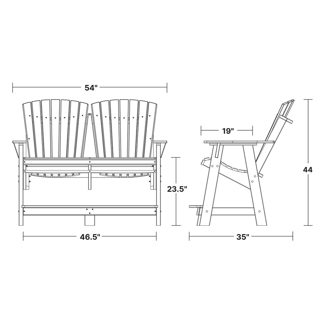 Heritage Double High Adirondack dimensions diagram