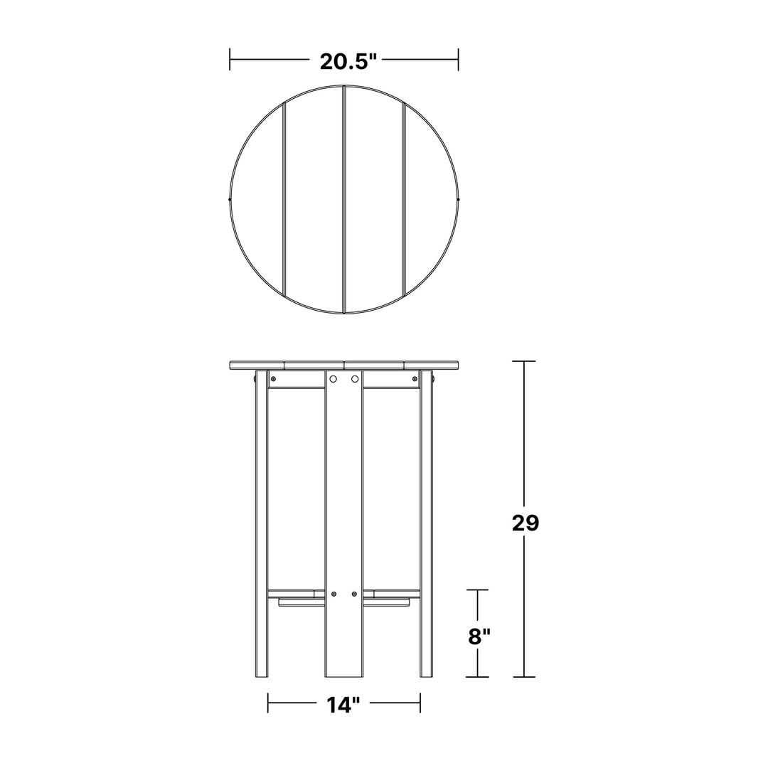 Heritage Balcony Table dimensions diagram