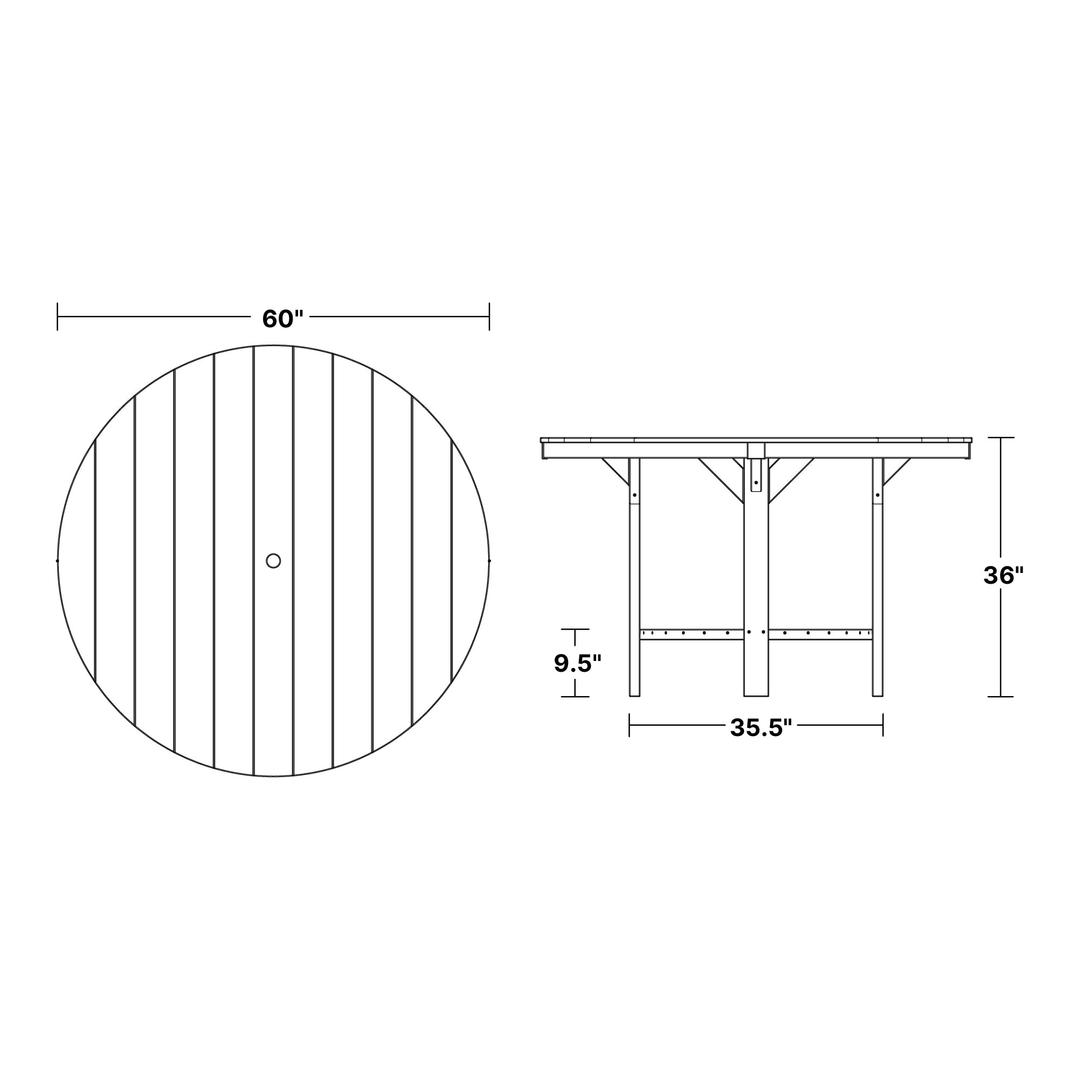 Heritage 60" Pub Table dimensions diagram