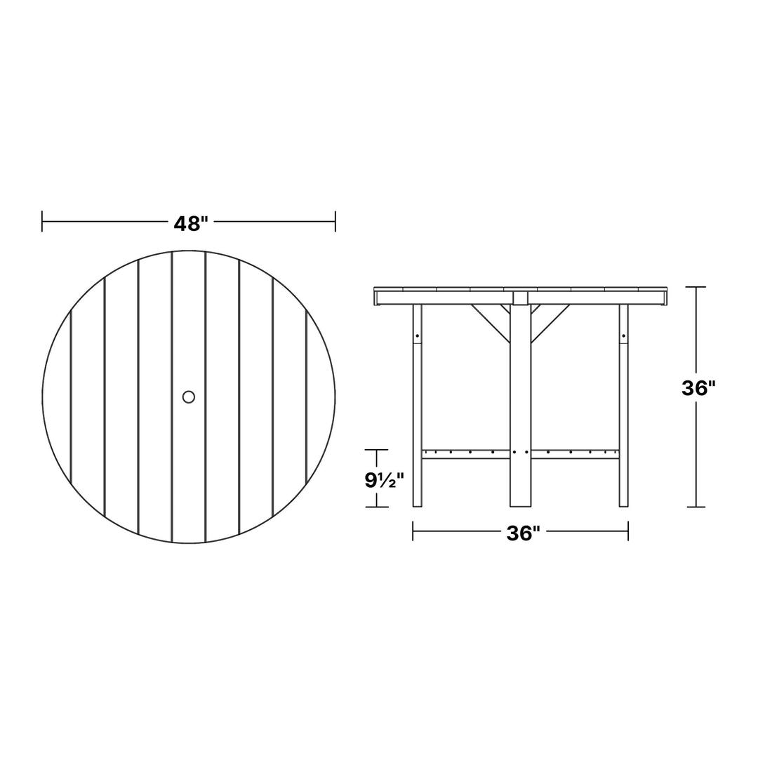 Heritage 48" Pub Table dimensions diagram