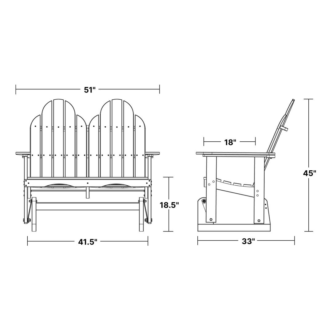 Classic Adirondack Glider dimensions diagram