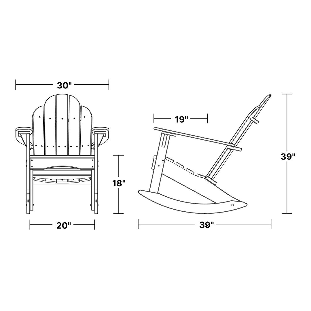 Classic Adirondack Rocking Chair dimensions diagram