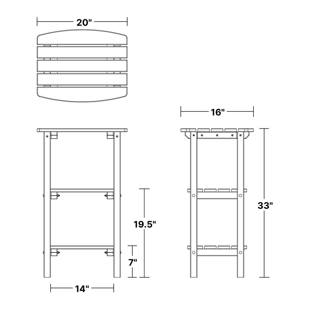 Classic 3-Shelf Side Table dimensions diagram