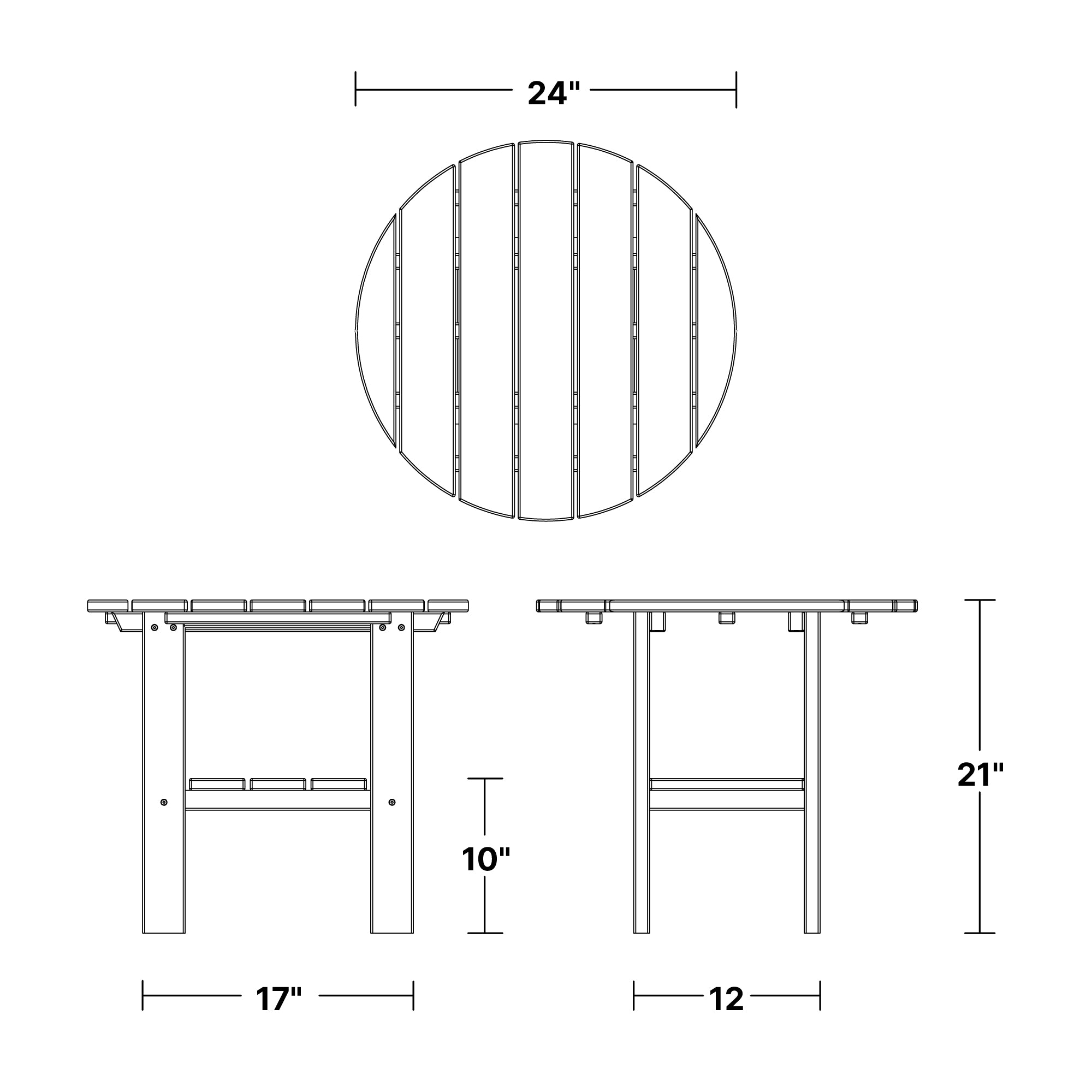 Classic Round Side Table dimensions diagram