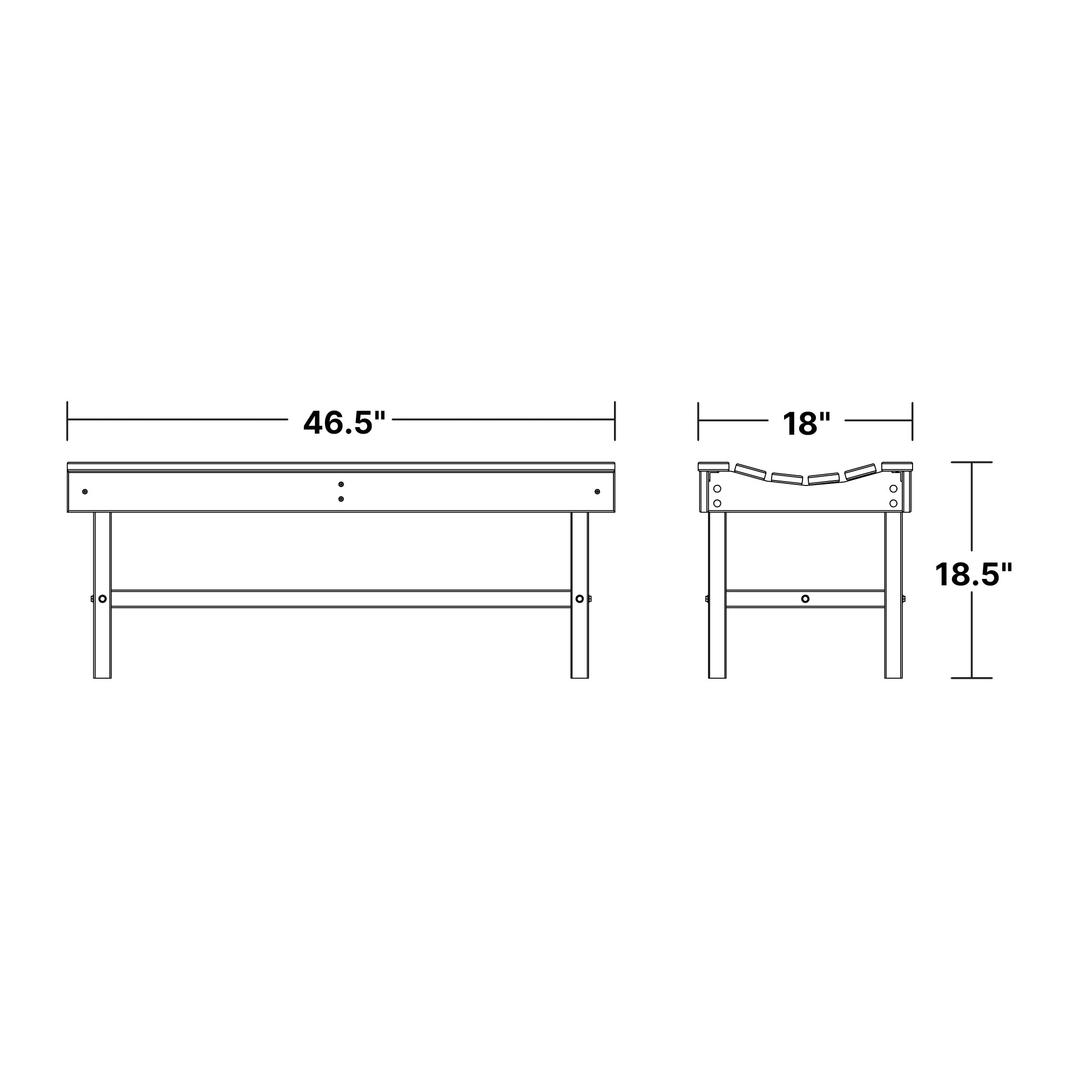 Classic Vineyard Bench dimensions diagram