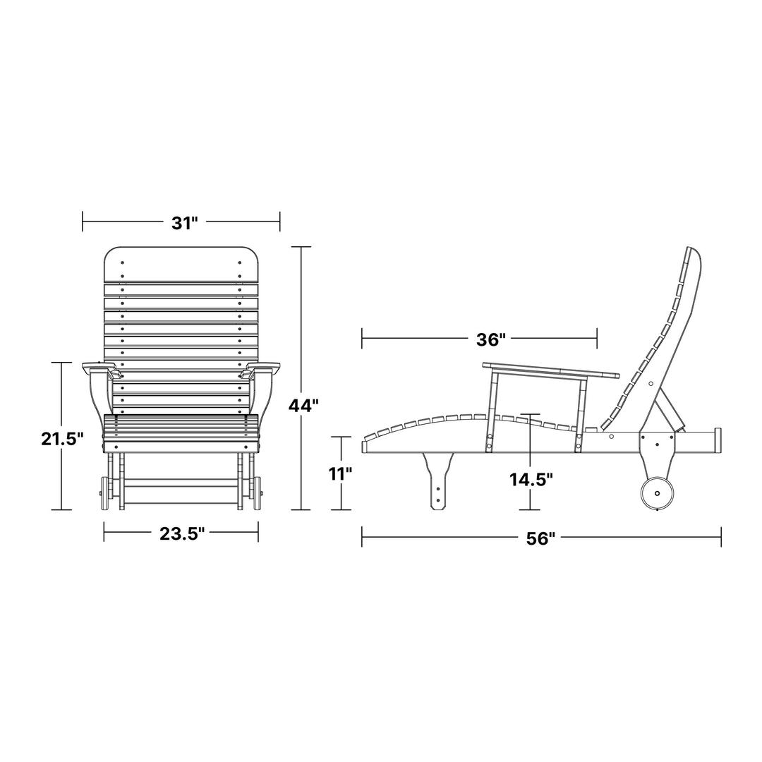 Signature Chaise Lounge dimensions diagram